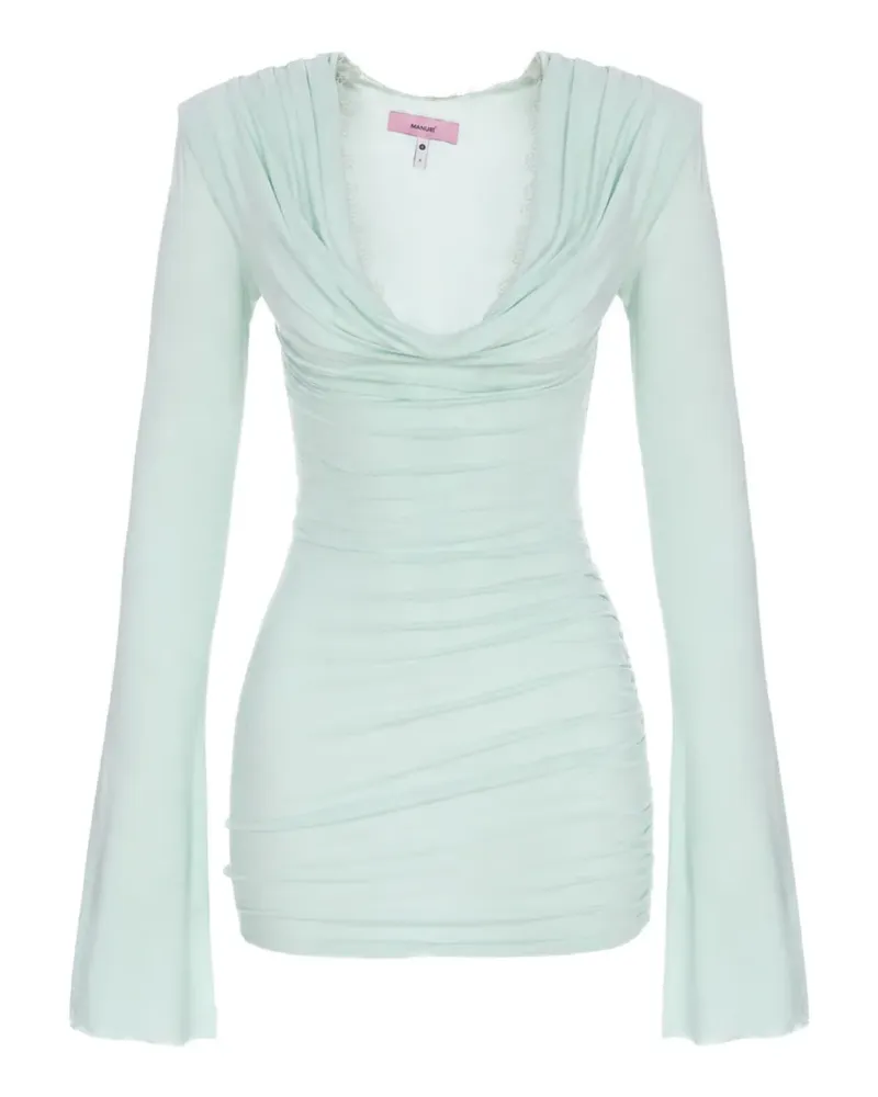 MANURÍ Alma ruched lace-trim mini dress - Grün Grün