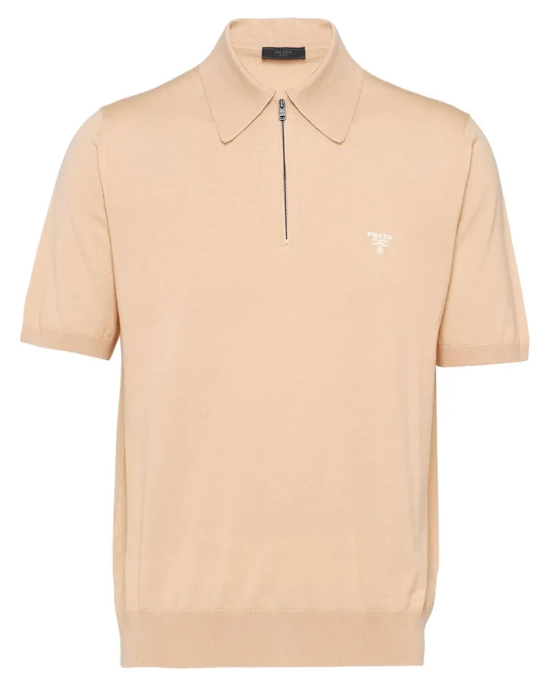Prada Poloshirt mit Logo-Stickerei - Nude Nude