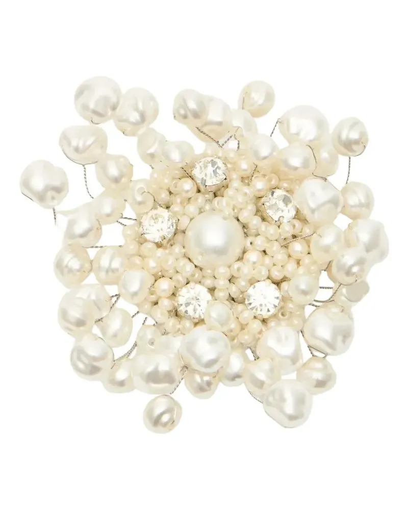 N° 21 Brosche mit Kunstperlen - Weiß Weiß
