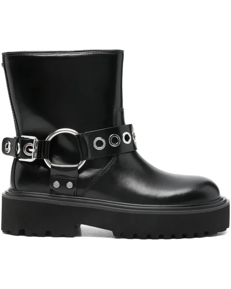 Maje Bikerstiefel mit Ösenverzierung 40mm - Schwarz Schwarz