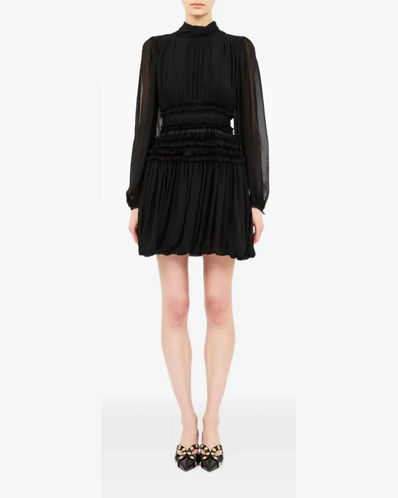 Ulla Johnson Gerüschtes Celestine Minikleid aus Seide - Schwarz Schwarz