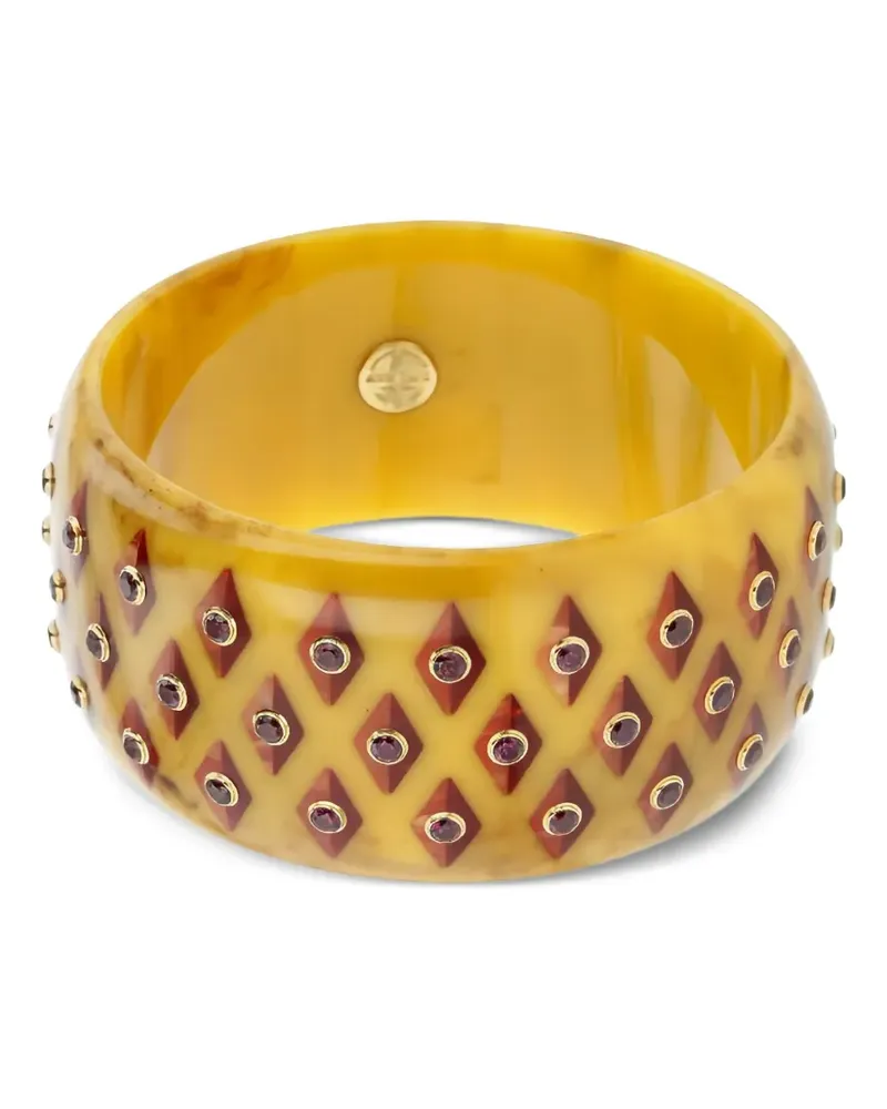 Mark Davis 18kt Garnet Bakelite Gelbgoldarmreif Gold
