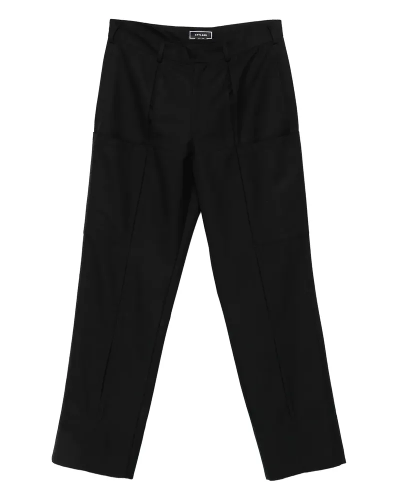 STYLAND Plissierte Straight-Leg-Hose - Schwarz Schwarz