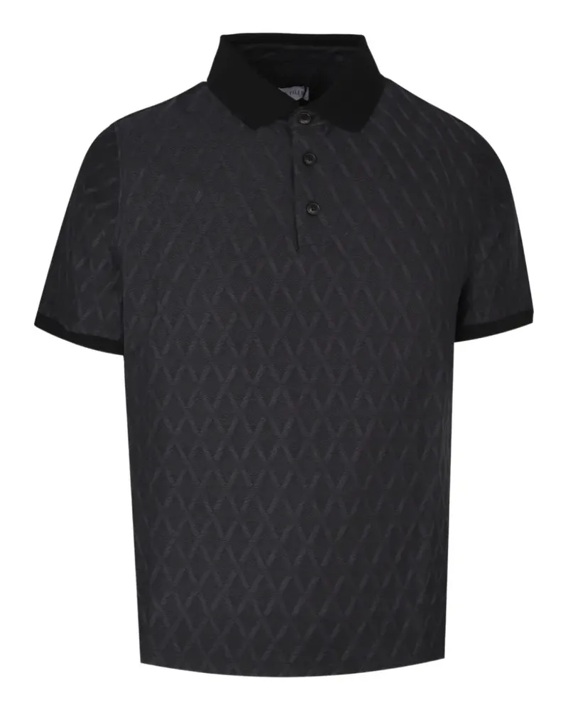 Pal Zileri diamond-pattern short-sleeve polo shirt - Schwarz Schwarz