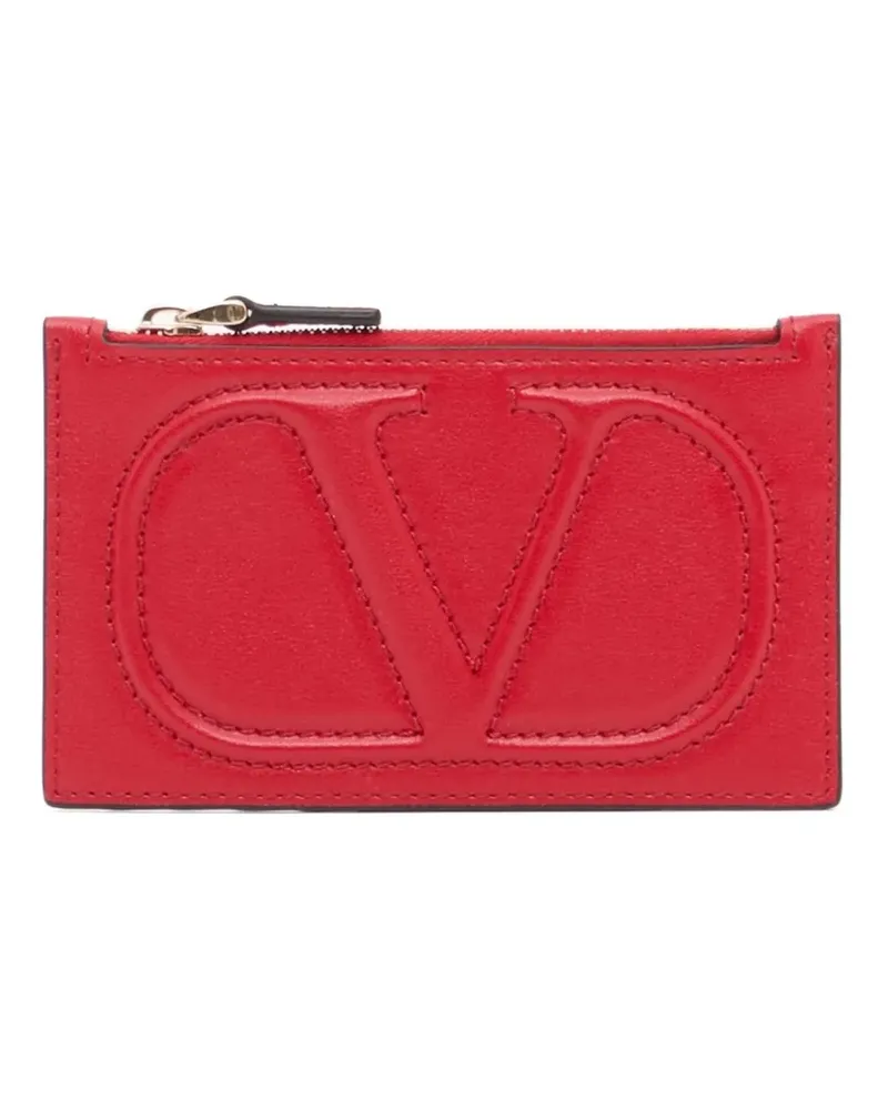 Valentino Garavani VLogo Walk zipper card holder in calfskin - Rot Rot