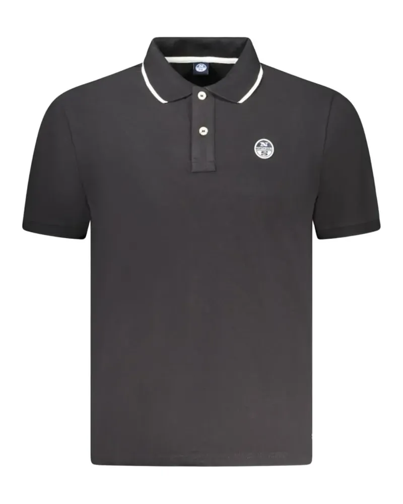 North Sails Poloshirt mit Logo-Patch - Schwarz Schwarz
