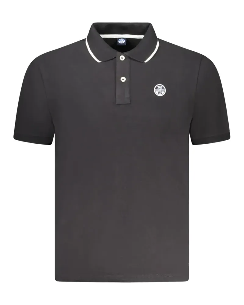 North Sails logo-patch cotton polo shirt - Schwarz Schwarz