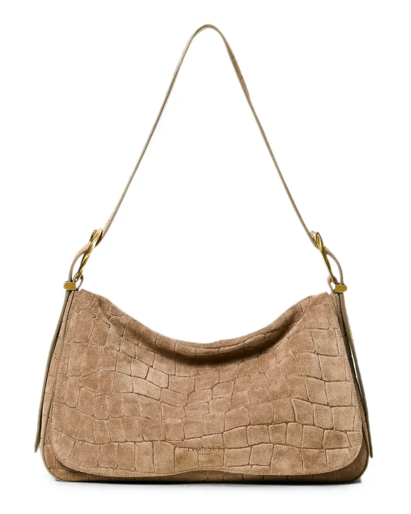 Twin-Set Liliane croc-effect leather tote bag - Nude Nude