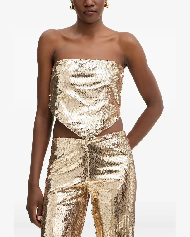 HAVEONE sequin-embellished strapless top - Gold Gold