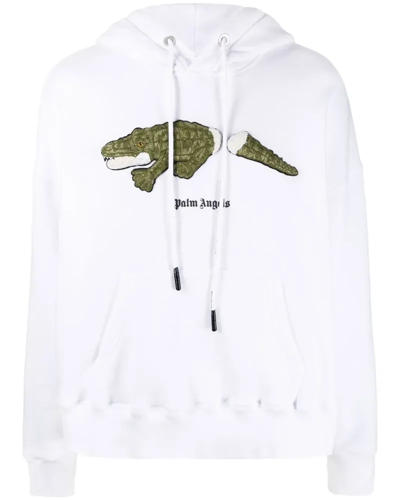 Palm Angels Hoodie mit Krokodil-Print - Weiß Weiß
