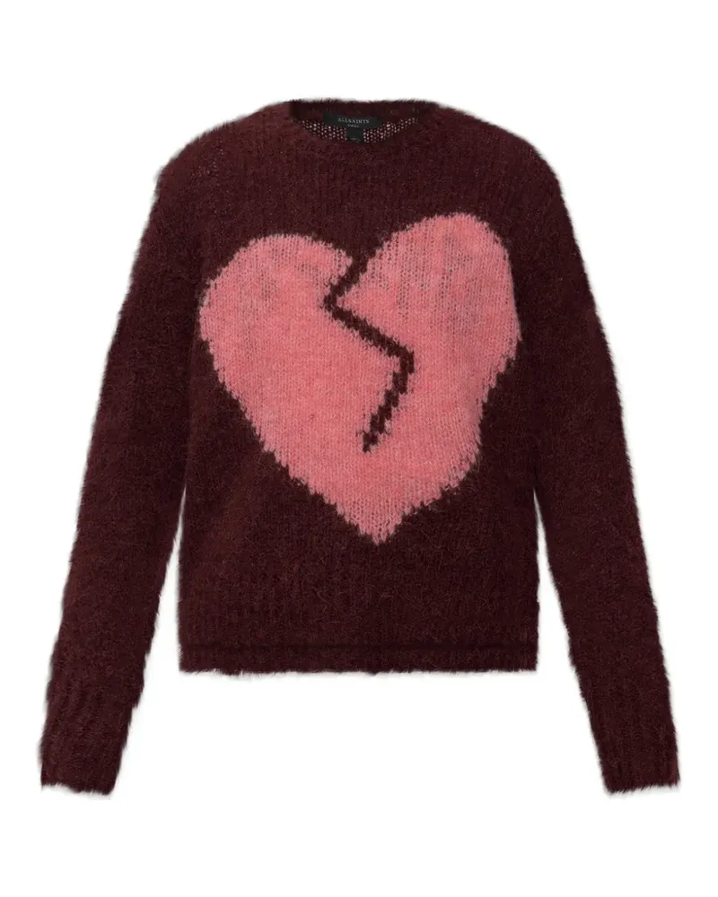 AllSaints Luvheart Pullover mit Herz-Intarsie - Rot Rot
