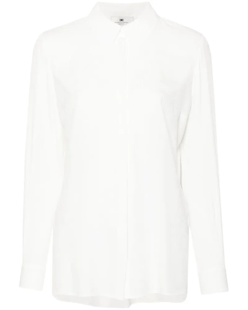 Elisabetta Franchi Georgette-Bluse mit Logo-Jacquard - Weiß Weiß