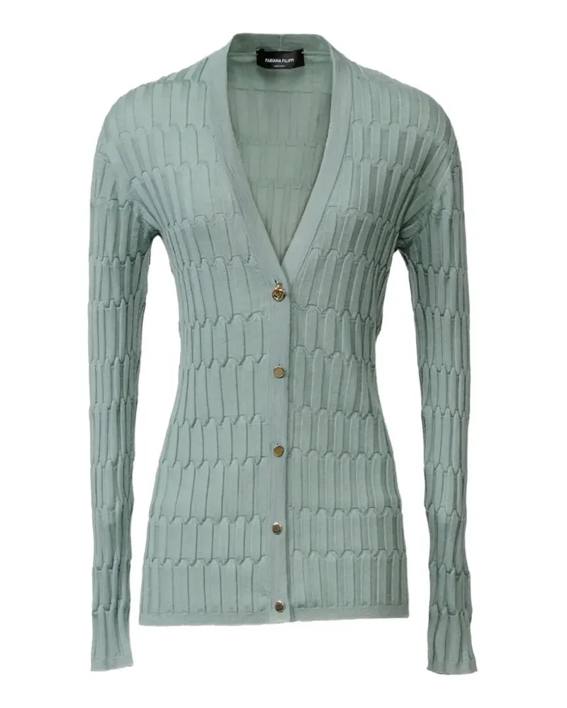 Fabiana Filippi Gerippter Cardigan mit V-Ausschnitt - Grün Grün