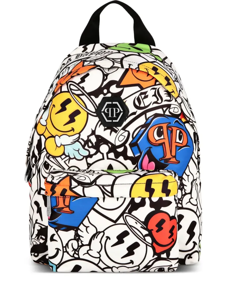 Philipp Plein Rucksack mit Smile-Print - Weiß Weiß