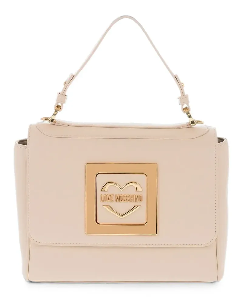 Moschino Shopper mit Logo-Schild - Nude Nude