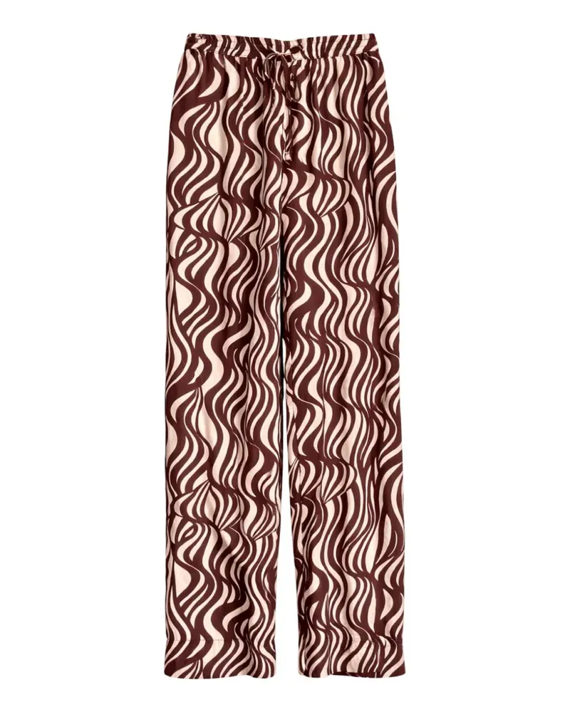 Enza Costa Resort wave-print drawstring trousers - Braun Braun