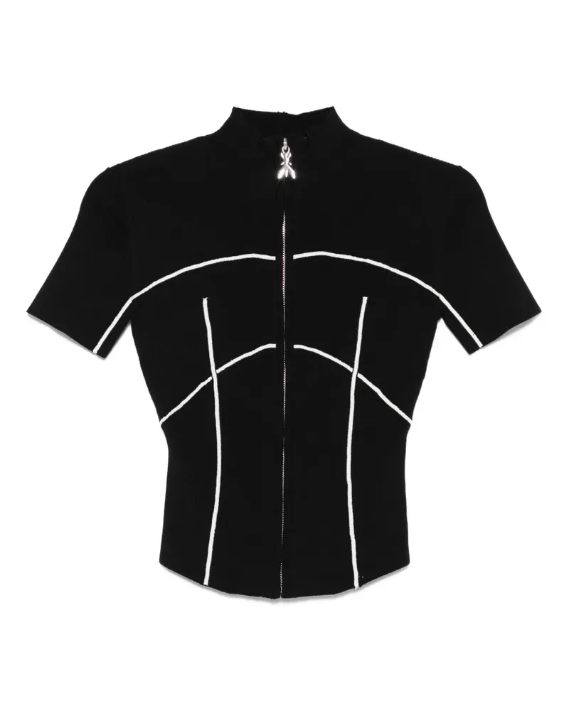 Patrizia Pepe zip-front ribbed top - Schwarz Schwarz