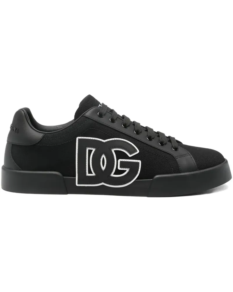Dolce & Gabbana Sneakers mit Logo-Schild - Schwarz Schwarz