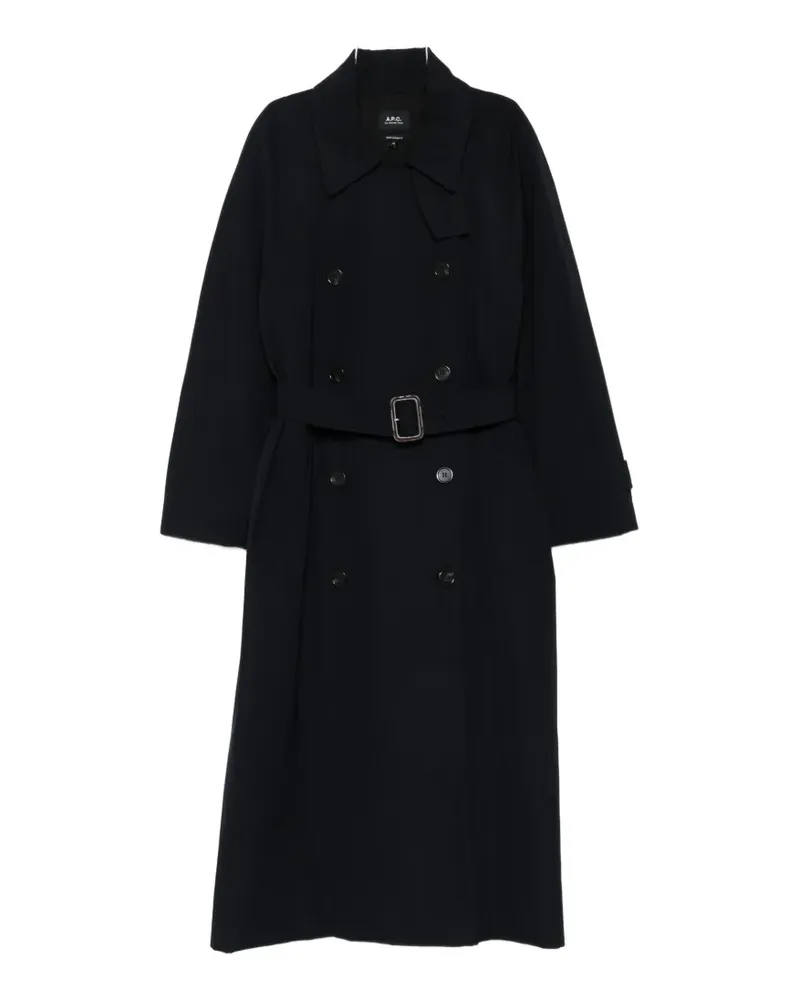 A.P.C. belted double-breasted trench coat - Blau Blau