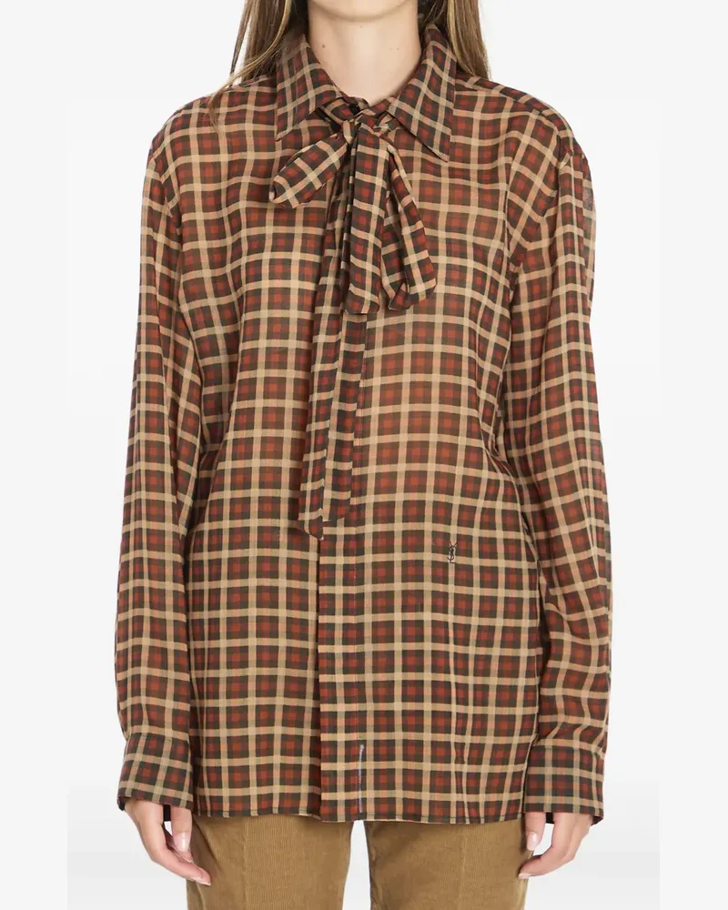 Saint Laurent Hemd mit Schleifenkragen - Rot Rot