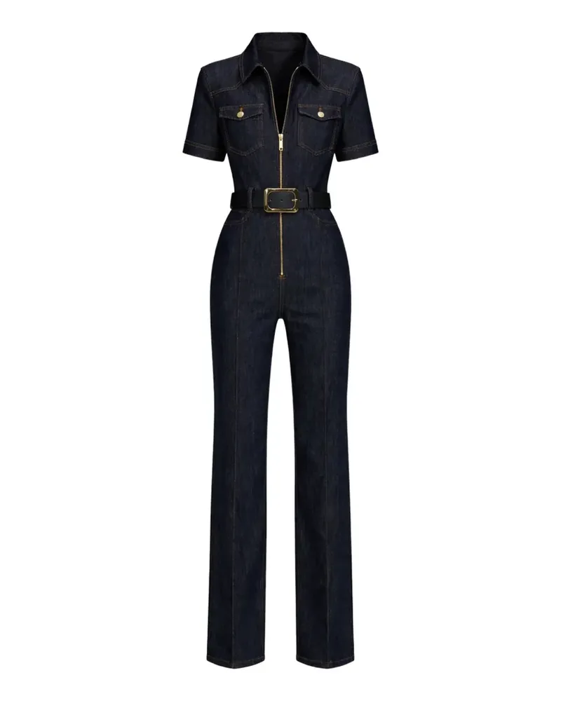 Self-Portrait belted jumpsuit - Blau Blau
