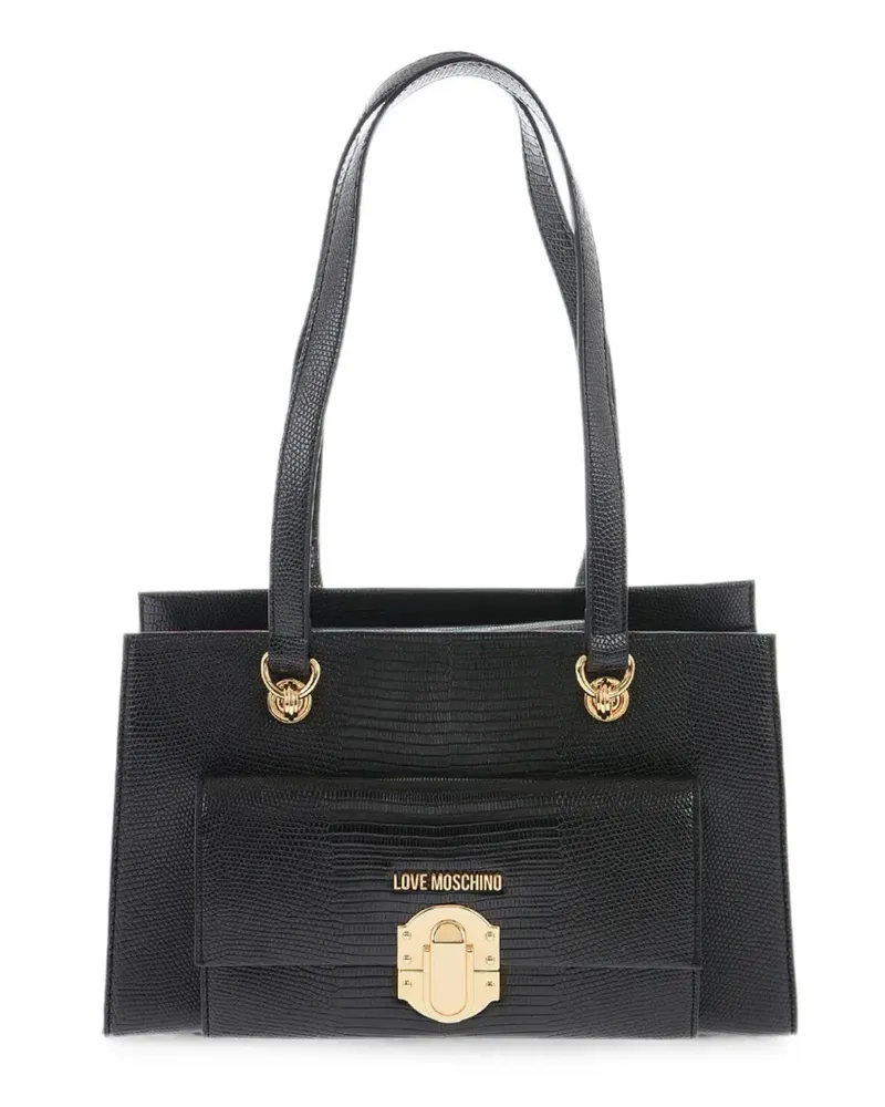 Moschino logo-plaque shoulder bag - Schwarz Schwarz