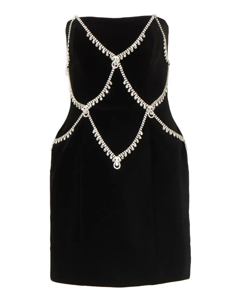 COSTARELLOS Novee Minikleid aus Samt mit Kristallverzierung - Schwarz Schwarz