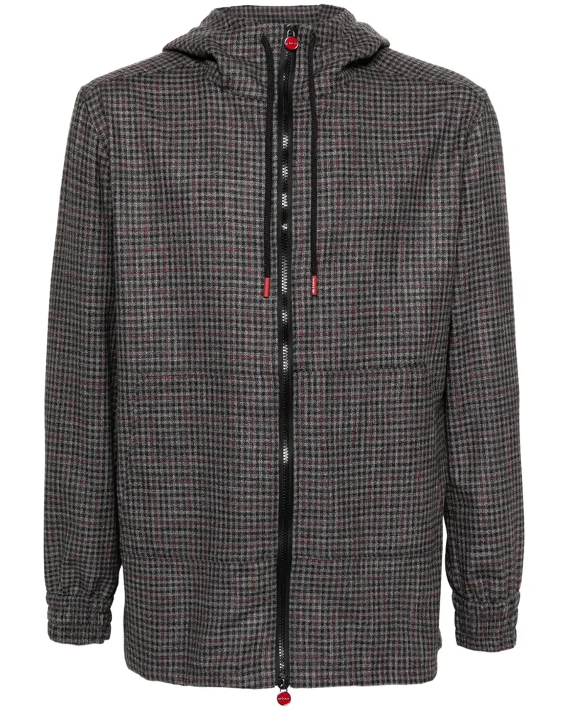 Kiton Karierte Kapuzenjacke - Grau Grau