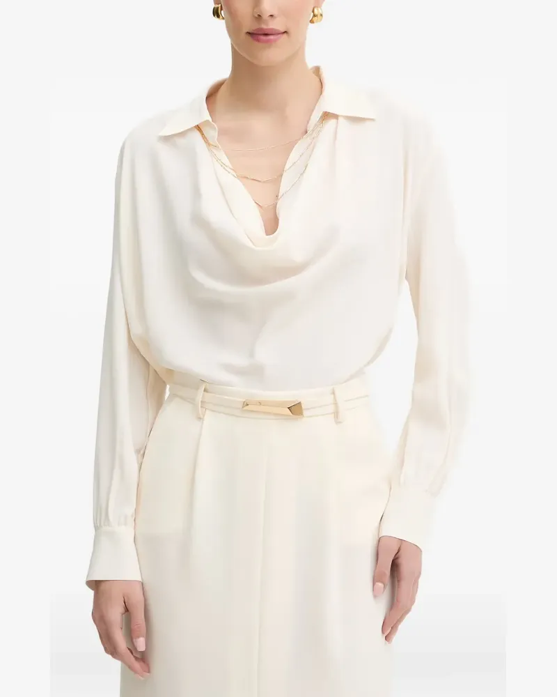 Simona Corsellini chain-embellished draped blouse - Nude Nude