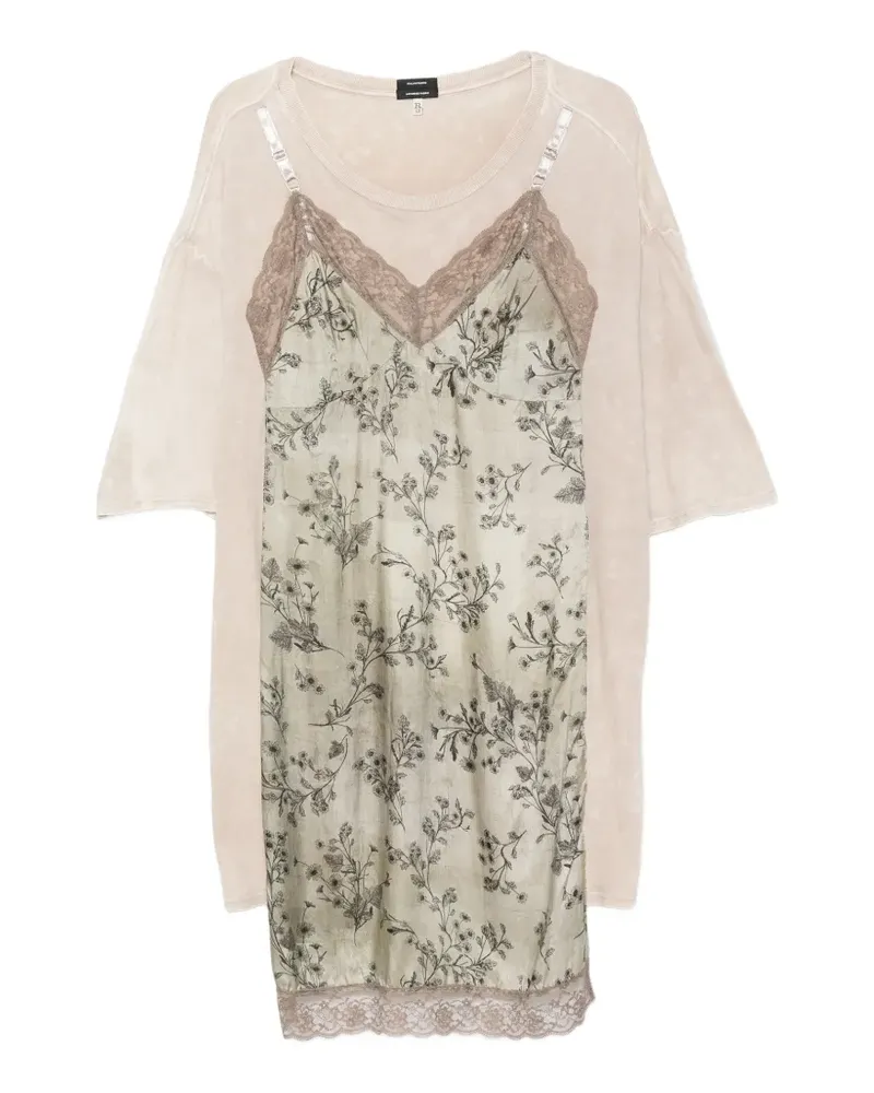 R13 Minikleid mit Blumenprint - Nude Nude