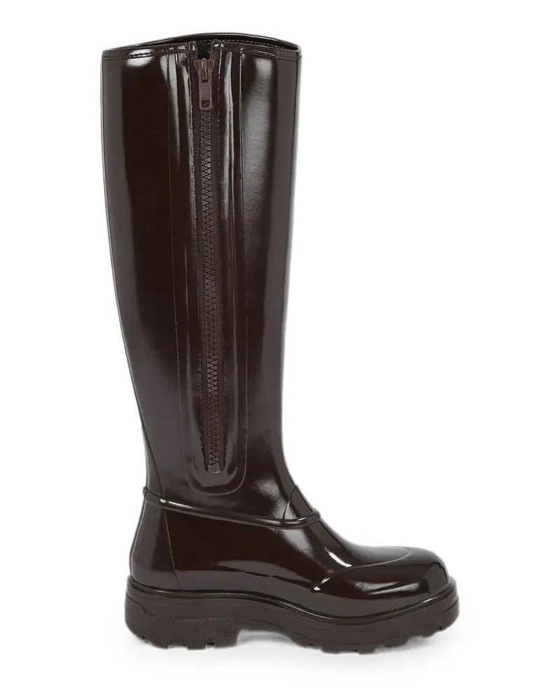 KASSL Kniehohe Tijntje Stiefel mit Lackfinish - Braun Braun