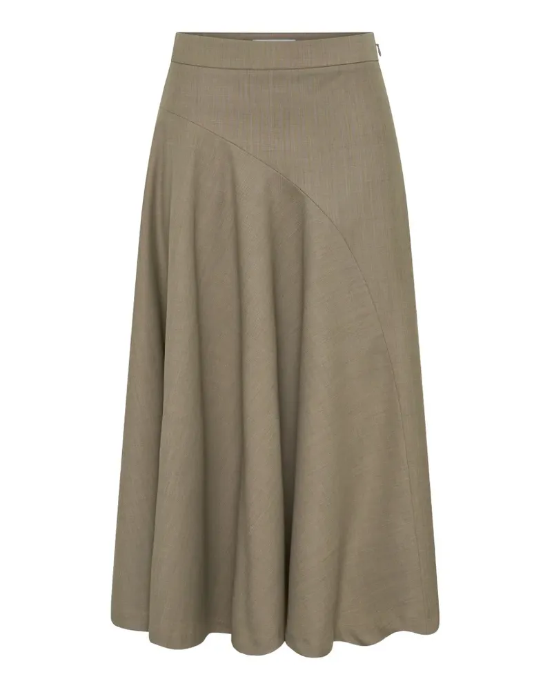 Anna Quan Scarpa asymmetric-seam flared midi skirt - Nude Nude