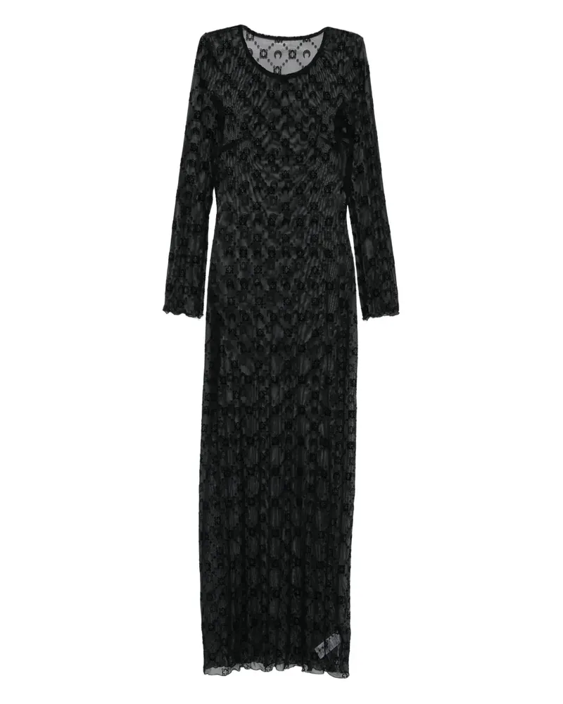 Marine Serre Gemustertes Kleid - Schwarz Schwarz