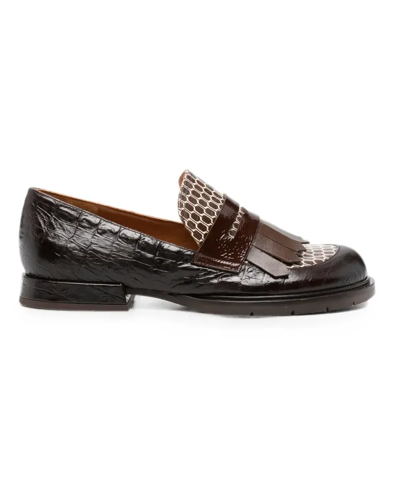 Chie Mihara Jeluse croc-effect fringed loafers - Braun Braun