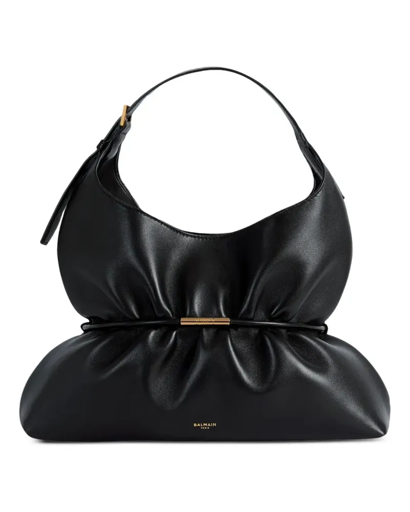 Balmain Mittelgroße Sphynx Tasche aus glattem Leder - Schwarz Schwarz