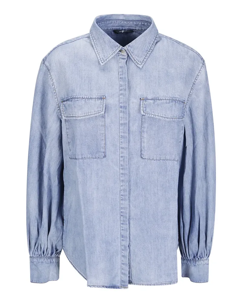 7 for all mankind Hemd aus Chambray mit Tasche - Blau Blau