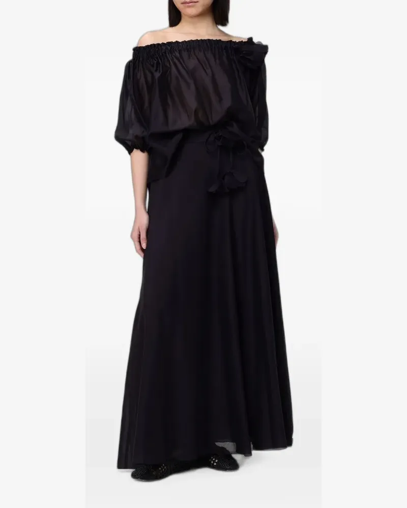 Hanita floral-detail long skirt - Schwarz Schwarz