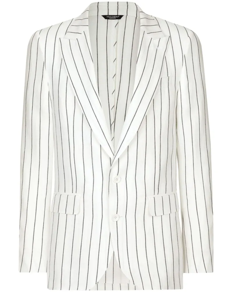 Dolce & Gabbana Gestreiftes Leinensakko - Weiß Weiß
