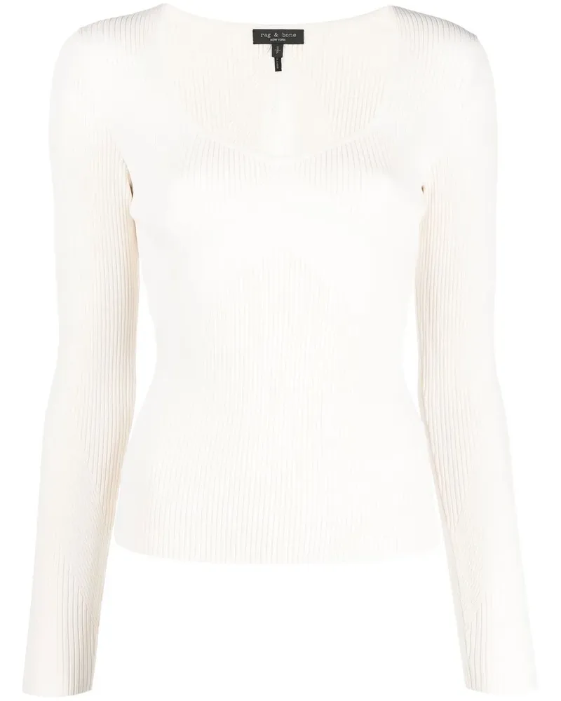 Rag & Bone Langarmshirt mit U-Ausschnitt - Nude Nude