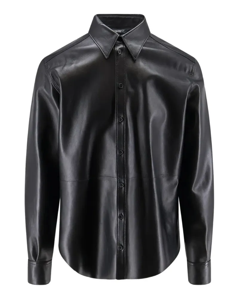 Dolce & Gabbana buttoned leather shirt - Schwarz Schwarz