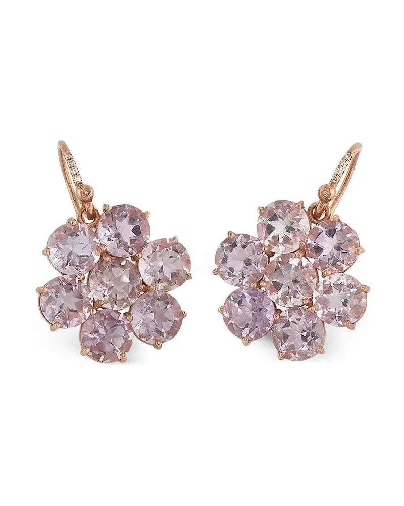 Irene Neuwirth 18kt Classic Floret Rotgoldohrringe mit Rose of France - Rosa Rosa
