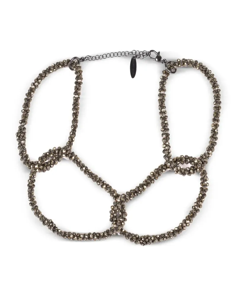 Brunello Cucinelli pyrite-beaded choker necklace - Schwarz Schwarz