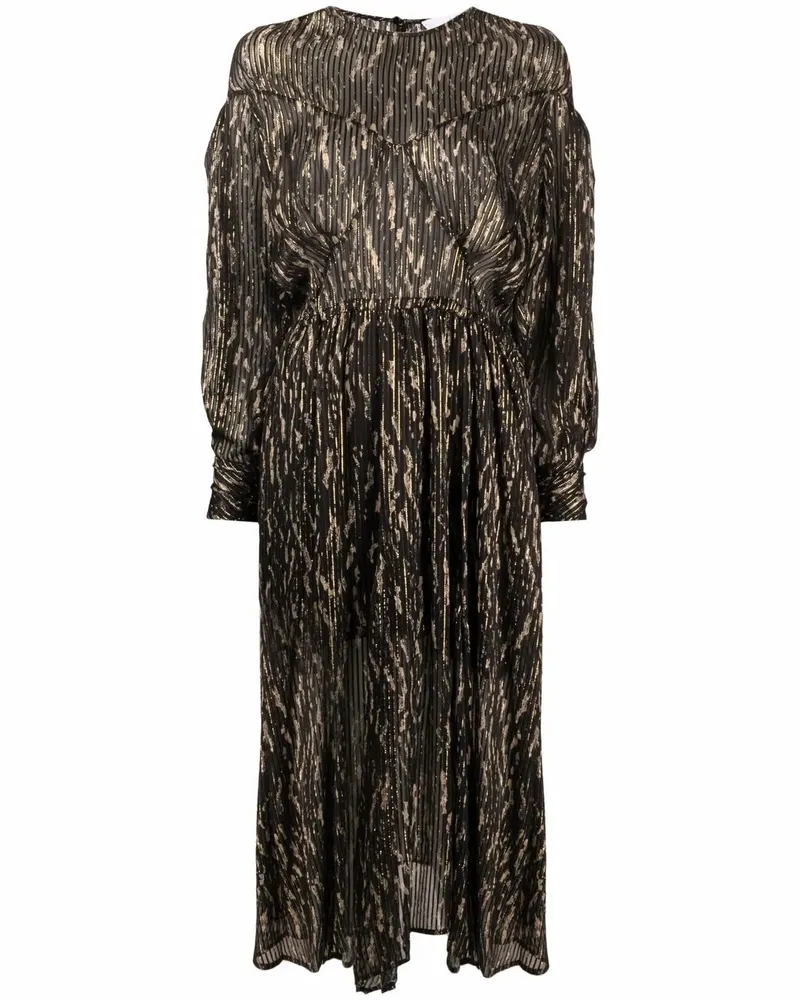 IRO Midikleid mit abstraktem Print - Schwarz Schwarz