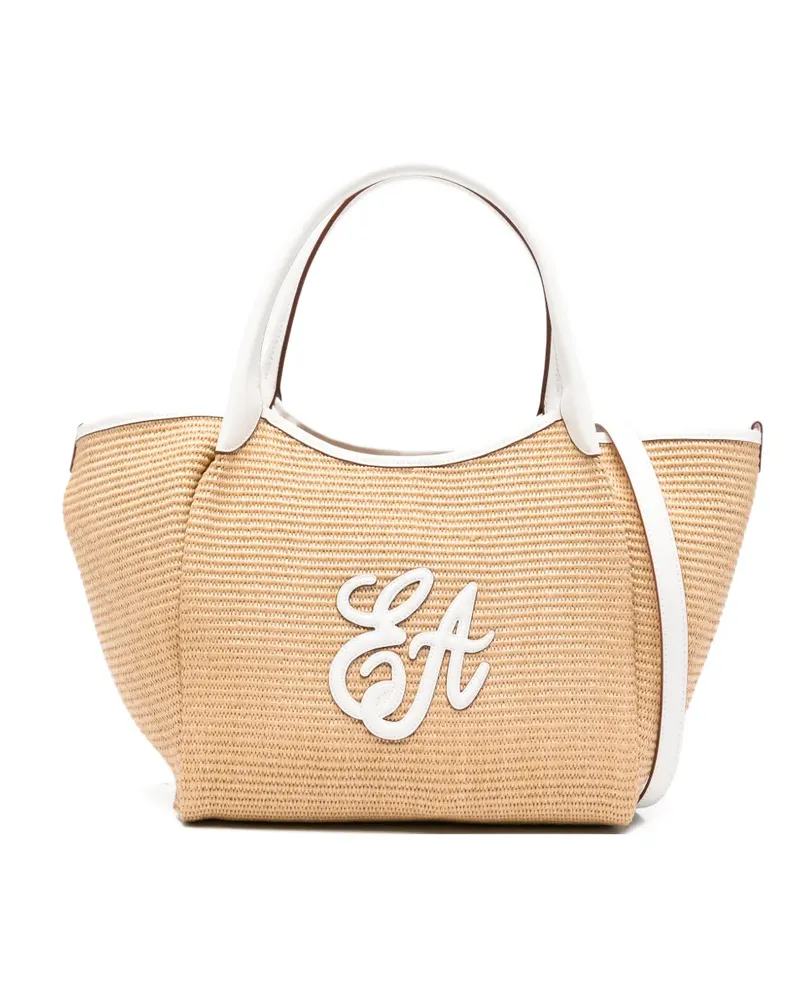 Emporio Armani medium woven-design tote bag - Nude Nude