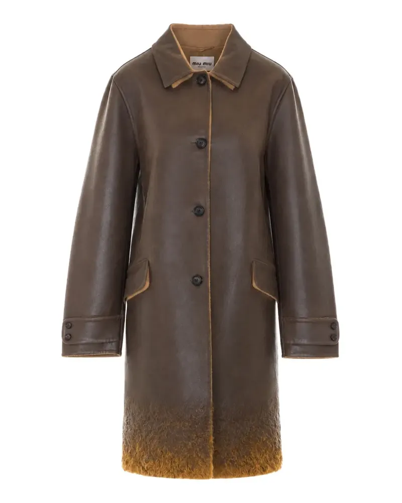 Miu Miu single-breasted double-wool and shearling coat - Braun Braun
