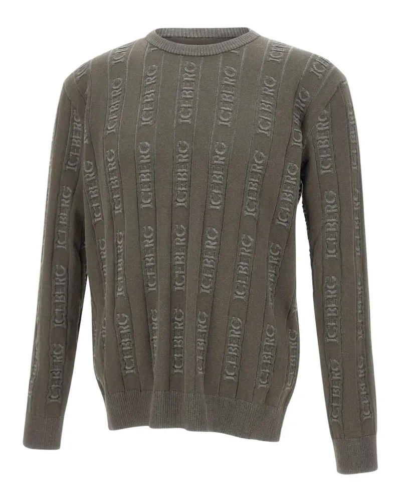 Iceberg logo-pattern crew-neck sweater - Grün Grün