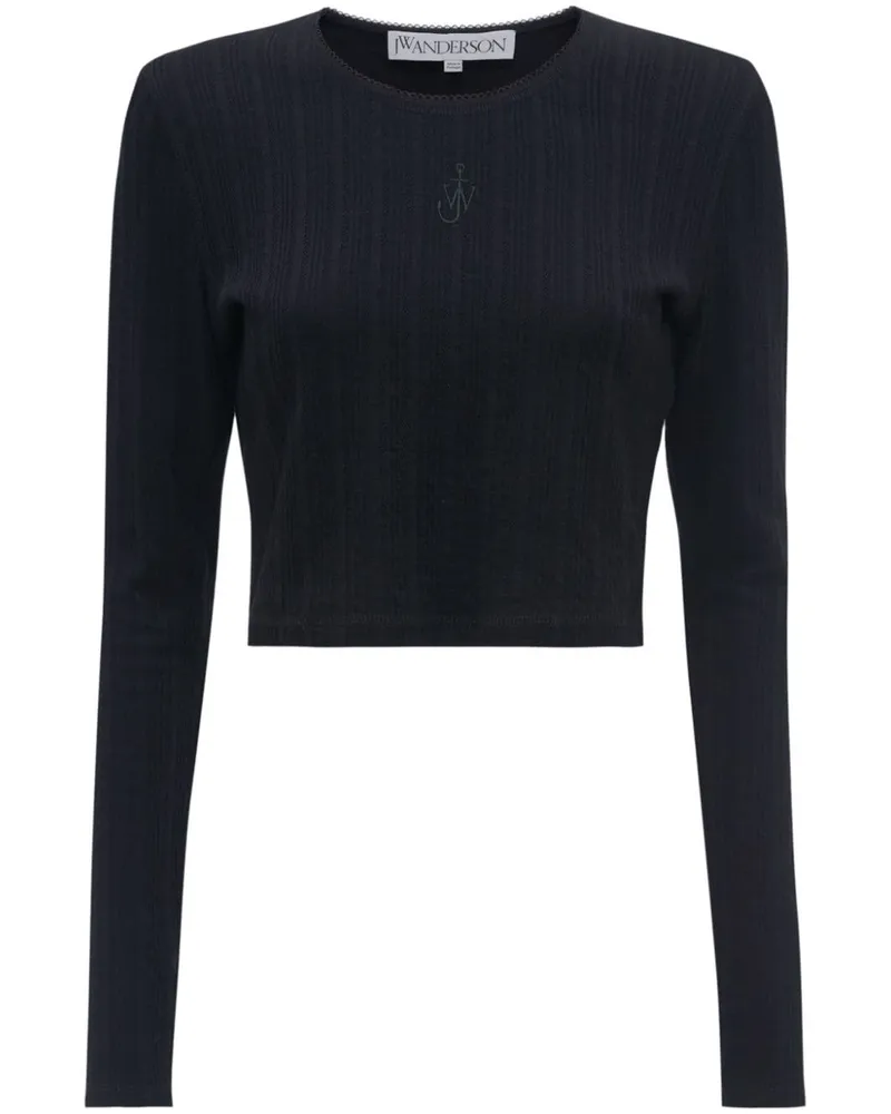 J.W.Anderson Cropped-Top mit Ankerstickerei - Schwarz Schwarz