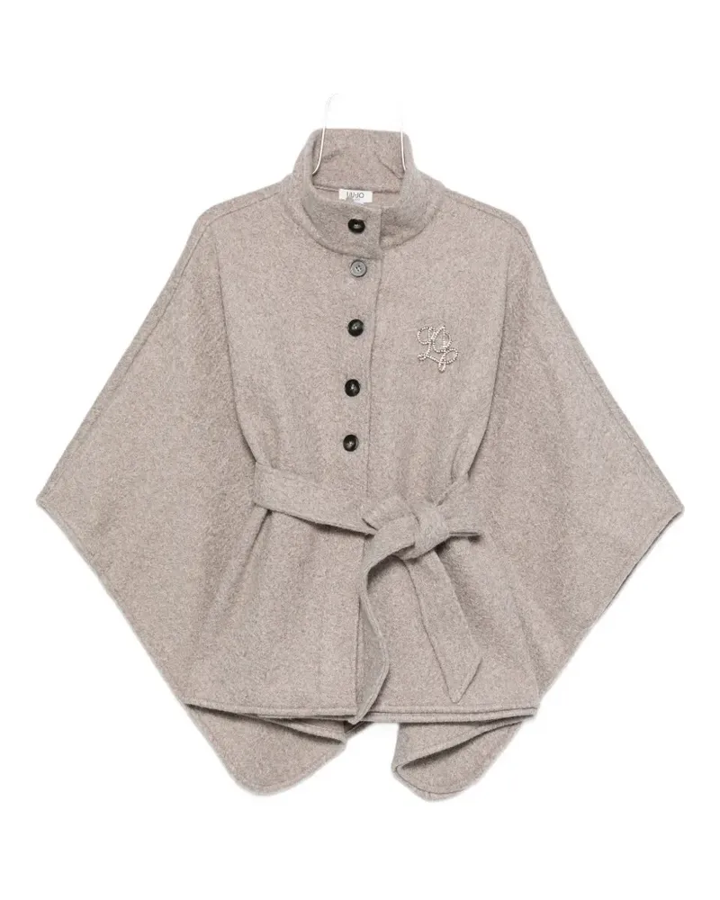 Liu Jo logo-plaque buttoned cape - Grau Grau