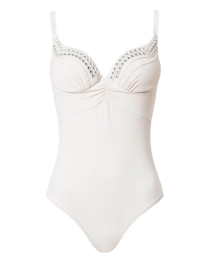 Twin-Set Bestickter Badeanzug - 12376_RIC.ALMOND BEIGE/DARK ALMOND BEIGE 12376_ric.almond