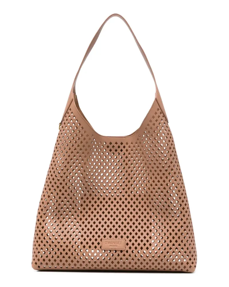 Twin-Set Perforierte Schultertasche - Braun Braun